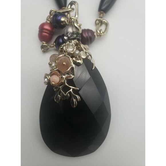 NECKLACE BY APPARTEMENT a`LOUER PARIS. PEARL,  STONE & GOLD TONE W/ PENDANT 20" - Picture 5 of 5